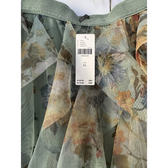 NWT Size XL-Anthro The Chéri Ruffled Tulle Midi Skirt Green Floral (NWT US$ 158) - Picture 3 of 15
